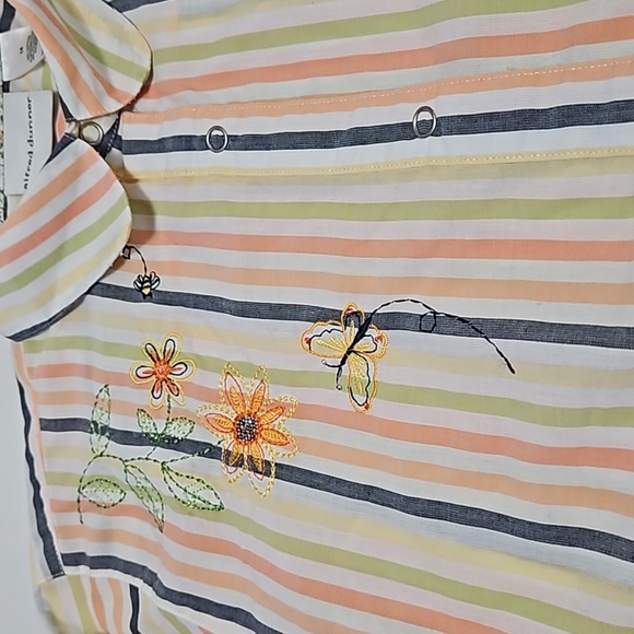 Alfred Dunner Women's Size 14 Snap Up 3/4 Sleeves With Embroidery Blouse #W-587 - Picture 4 of 12